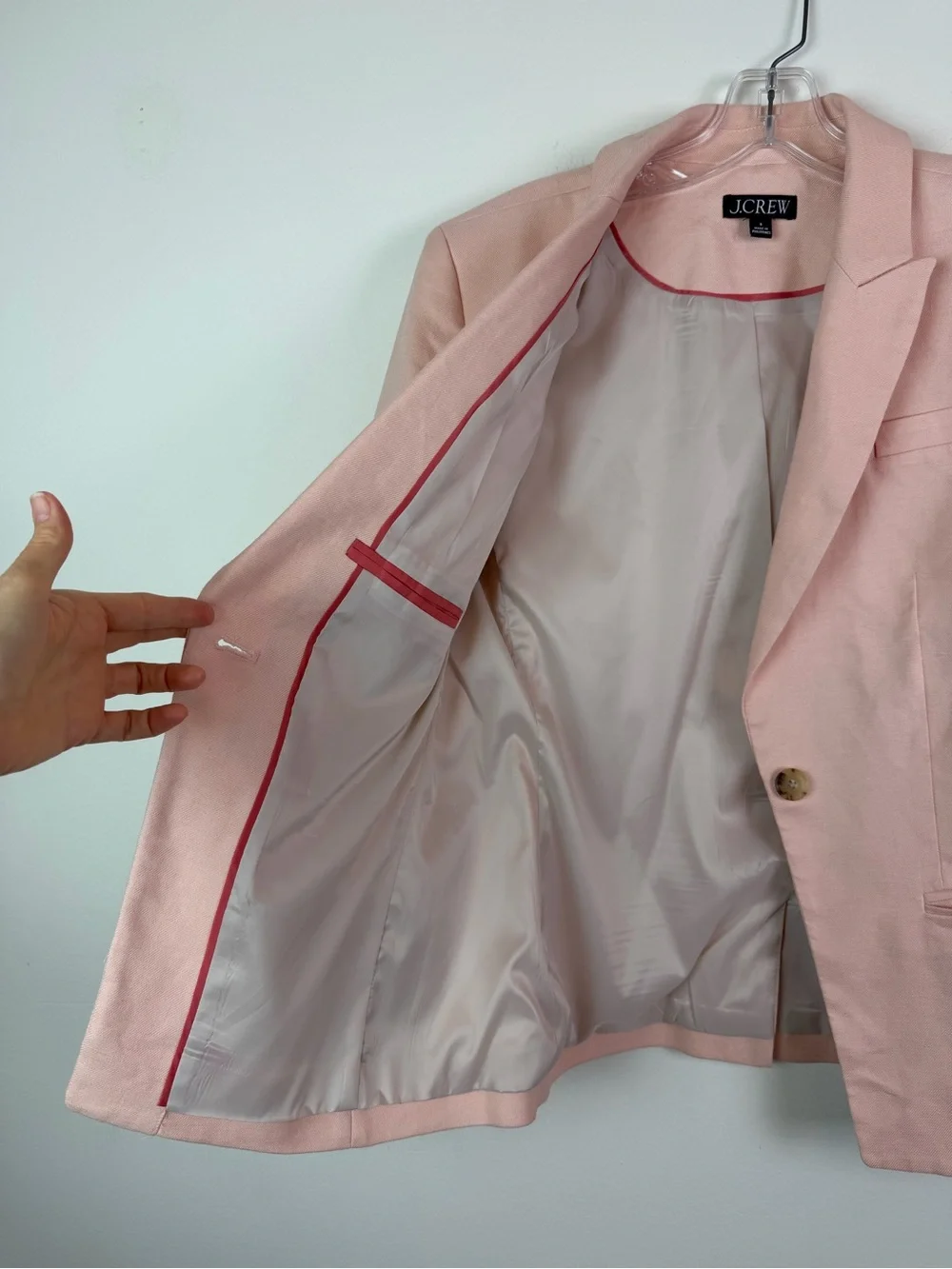 J. Crew Alexandra Blazer & Lucia Shorts Set in Pink Stretch Linen Blend Size 8